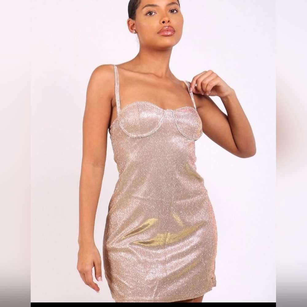Women's 4UFIT Gold Glitter Mini Dress M